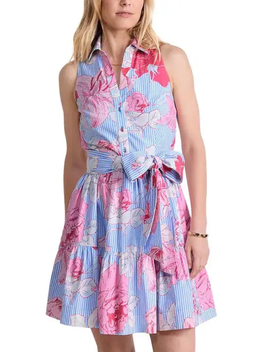 Vineyard Vines Floral shirt dress sleeveless Kentucky derby Women’s size 10 EUC